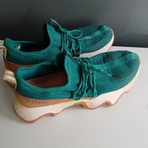 Sorel Kinetic Litelace Teal Sneaker Shoes Women Size 8 Athletic Lace Up